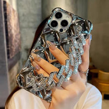 Load image into Gallery viewer, Luxury Glitter Rhinestones Wrist Bracelet Chain Case For iPhone 14 13 11 12 Pro Max X XR XS 7 8 Plus Detachable Metal Bracelet Luxury Chain Case for iPhone

