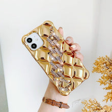 Load image into Gallery viewer, Luxury Glitter Rhinestones Wrist Bracelet Chain Case For iPhone 14 13 11 12 Pro Max X XR XS 7 8 Plus Detachable Metal Bracelet Luxury Chain Case for iPhone
