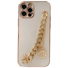 Load image into Gallery viewer, Luxury Glossy Gold Color Metal Coin Bracelet Chain Protective Case Cover For iPhone Soft Case for iPhone 13 12 Pro Max 14 11 pro max X XS XR 7 8 Plus Cover
