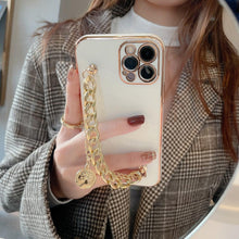 Load image into Gallery viewer, Luxury Glossy Gold Color Metal Coin Bracelet Chain Protective Case Cover For iPhone Soft Case for iPhone 13 12 Pro Max 14 11 pro max X XS XR 7 8 Plus Cover

