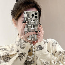 Load image into Gallery viewer, Luxury Gold Plating Electroplated Bracelet Cute Compatible with iPhone Diamond Case Luxury Sparkle Glitter Rhinestone  Phone Case For iPhone 14 13 Promax 11 12 Pro Max Mini Xs Max XR 8 7 Plus Mirror Cover
