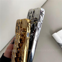 Load image into Gallery viewer, Luxury Gold Plating Electroplated Bracelet Cute Compatible with iPhone Diamond Case Luxury Sparkle Glitter Rhinestone  Phone Case For iPhone 14 13 Promax 11 12 Pro Max Mini Xs Max XR 8 7 Plus Mirror Cover
