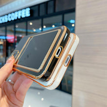 Load image into Gallery viewer, Luxury Gold Plating Phone Case With Card Slot For iphone 13 Pro 12 11 Pro MAX XS XR XS MAX Luxury Black Orange Phone Cover Back Case with Golden Frame Case for iPhone
