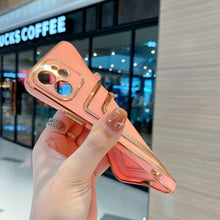 Load image into Gallery viewer, Luxury Gold Plating Phone Case With Card Slot For iphone 13 Pro 12 11 Pro MAX XS XR XS MAX Luxury Black Orange Phone Cover Back Case with Golden Frame Case for iPhone
