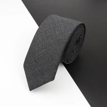 Load image into Gallery viewer, Luxury High Quality Black Grey Skinny Wool Tie For Men Business Meeting Necktie Fashionable Design Excellent Men Gift
