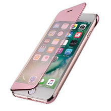 Load image into Gallery viewer, Luxury iphone Flip Case iphone 11 12 13 14 Cover Clear View Windows Mirror Magnetized Simple Closure Unique Flip Phone Stylish Case For iPhone
