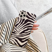 Load image into Gallery viewer, Luxury Leather Black White Zebra Pattern Phone Case for iPhone 13 12 11 14 Pro Max Xs Xr 7 14 plus Anti-fall Soft Silicone Back Cover Soft Slim Thin Luxury Shockproof Shiny Case for Girls and Women Zebra Print iPhone Case
