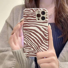 Load image into Gallery viewer, Luxury Leather Black White Zebra Pattern Phone Case for iPhone 13 12 11 14 Pro Max Xs Xr 7 14 plus Anti-fall Soft Silicone Back Cover Soft Slim Thin Luxury Shockproof Shiny Case for Girls and Women Zebra Print iPhone Case
