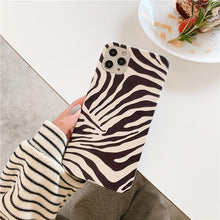 Load image into Gallery viewer, Luxury Leather Black White Zebra Pattern Phone Case for iPhone 13 12 11 14 Pro Max Xs Xr 7 14 plus Anti-fall Soft Silicone Back Cover Soft Slim Thin Luxury Shockproof Shiny Case for Girls and Women Zebra Print iPhone Case
