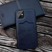 将图片加载到图库查看器，Luxury Leather Card Retro Case for iPhone 14 13 12 Mini 11 Pro Max X XR XS Slim Soft Cover for 14 Max Built-in Metal Plate for Magnetic Mounting &amp; Card Holder Phone Case
