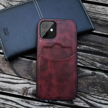 将图片加载到图库查看器，Luxury Leather Card Retro Case for iPhone 14 13 12 Mini 11 Pro Max X XR XS Slim Soft Cover for 14 Max Built-in Metal Plate for Magnetic Mounting &amp; Card Holder Phone Case
