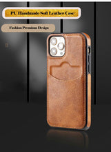 将图片加载到图库查看器，Luxury Leather Card Retro Case for iPhone 14 13 12 Mini 11 Pro Max X XR XS Slim Soft Cover for 14 Max Built-in Metal Plate for Magnetic Mounting &amp; Card Holder Phone Case
