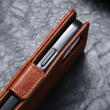 Load image into Gallery viewer, Luxury Leather Case For iPhone 13 11 12 14 Pro Max Mini Wallet Pocket Flip Case Cover Vintage Luxury Genuine Leather Fashion Business Classic Flip Case For Men
