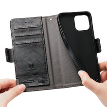 Load image into Gallery viewer, Luxury Leather Case For iPhone 13 11 12 14 Pro Max Mini Wallet Pocket Flip Case Cover Vintage Luxury Genuine Leather Fashion Business Classic Flip Case For Men
