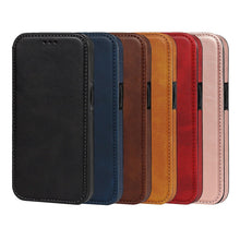 Load image into Gallery viewer, Luxury Leather Case Protect Cover For iPhone 13 12 Mini 11 Pro Max X XR XS Max Stand Flip Wallet Leather Magnetic Shockproof Flip Cover Classic Men Business Brown Phone Case
