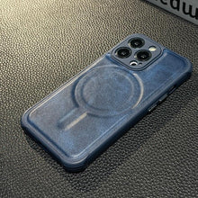 Load image into Gallery viewer, Luxury Leather Magnetic Wireless Charging Case For iPhone 14 11 12 13 Pro Max X XS XR 8 7 Plus Shockproof Soft Cover Shockproof Unique Vintage Design Leather Case For iPhone
