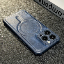 Load image into Gallery viewer, Luxury Leather Magnetic Wireless Charging Case For iPhone 14 11 12 13 Pro Max X XS XR 8 7 Plus Shockproof Soft Cover Shockproof Unique Vintage Design Leather Case For iPhone
