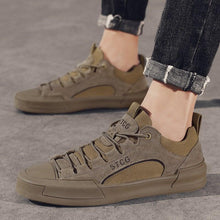 将图片加载到图库查看器，Luxury Leather Men's Sneakers Lace Up Mens Casual Outdoor Canvas Shoes Handmade Fashion Walking Sneakers Comfortable Modern Design Sneakers For Man
