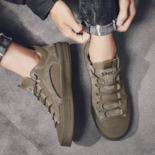 将图片加载到图库查看器，Luxury Leather Men's Sneakers Lace Up Mens Casual Outdoor Canvas Shoes Handmade Fashion Walking Sneakers Comfortable Modern Design Sneakers For Man
