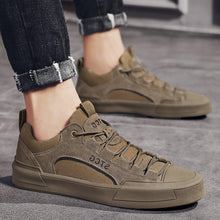 将图片加载到图库查看器，Luxury Leather Men's Sneakers Lace Up Mens Casual Outdoor Canvas Shoes Handmade Fashion Walking Sneakers Comfortable Modern Design Sneakers For Man
