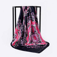 Load image into Gallery viewer, Luxury Long Soft Square Silk Scarves Lightweight Elegant Satin Silk Soft Head Wrap Escharpe Hijab Scarf Muslim Female Silky Shawls Wrap Hair Head Scarves Bandanna For  Women 90*90cm
