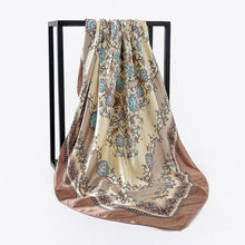 Load image into Gallery viewer, Luxury Long Soft Square Silk Scarves Lightweight Elegant Satin Silk Soft Head Wrap Escharpe Hijab Scarf Muslim Female Silky Shawls Wrap Hair Head Scarves Bandanna For  Women 90*90cm
