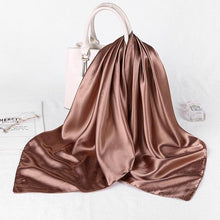 Load image into Gallery viewer, Luxury Long Soft Square Silk Scarves Lightweight Elegant Satin Silk Soft Head Wrap Escharpe Hijab Scarf Muslim Female Silky Shawls Wrap Hair Head Scarves Bandanna For  Women 90*90cm
