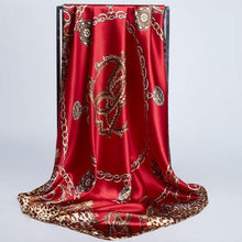 Load image into Gallery viewer, Luxury Long Soft Square Silk Scarves Lightweight Elegant Satin Silk Soft Head Wrap Escharpe Hijab Scarf Muslim Female Silky Shawls Wrap Hair Head Scarves Bandanna For  Women 90*90cm

