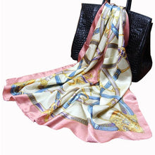 Load image into Gallery viewer, Luxury Long Soft Square Silk Scarves Lightweight Elegant Satin Silk Soft Head Wrap Escharpe Hijab Scarf Muslim Female Silky Shawls Wrap Hair Head Scarves Bandanna For  Women 90*90cm
