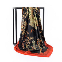 Load image into Gallery viewer, Luxury Long Soft Square Silk Scarves Lightweight Elegant Satin Silk Soft Head Wrap Escharpe Hijab Scarf Muslim Female Silky Shawls Wrap Hair Head Scarves Bandanna For  Women 90*90cm
