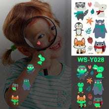 将图片加载到图库查看器，Luxury Luminous Tattoo Stickers Unicorn Stars Temporary Waterproof Luminous Fake Tattoos Stickers Dinosaur Butterfly For Children

