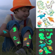 将图片加载到图库查看器，Luxury Luminous Tattoo Stickers Unicorn Stars Temporary Waterproof Luminous Fake Tattoos Stickers Dinosaur Butterfly For Children

