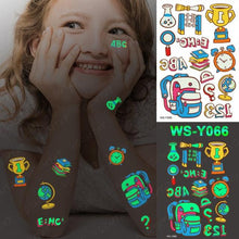将图片加载到图库查看器，Luxury Luminous Tattoo Stickers Unicorn Stars Temporary Waterproof Luminous Fake Tattoos Stickers Dinosaur Butterfly For Children
