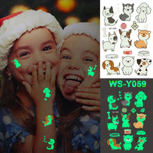 将图片加载到图库查看器，Luxury Luminous Tattoo Stickers Unicorn Stars Temporary Waterproof Luminous Fake Tattoos Stickers Dinosaur Butterfly For Children
