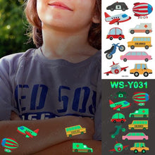 将图片加载到图库查看器，Luxury Luminous Tattoo Stickers Unicorn Stars Temporary Waterproof Luminous Fake Tattoos Stickers Dinosaur Butterfly For Children
