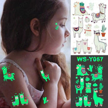 将图片加载到图库查看器，Luxury Luminous Tattoo Stickers Unicorn Stars Temporary Waterproof Luminous Fake Tattoos Stickers Dinosaur Butterfly For Children
