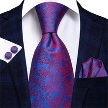 Load image into Gallery viewer, Luxury Men Silk Necktie Pocket Square Matching Handkerchief  Cufflinks Set Formal Design Printed Business Necktie For Men
