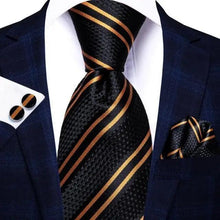Load image into Gallery viewer, Luxury Men Silk Necktie Pocket Square Matching Handkerchief  Cufflinks Set Formal Design Printed Business Necktie For Men
