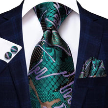 Load image into Gallery viewer, Luxury Men Silk Necktie Pocket Square Matching Handkerchief  Cufflinks Set Formal Design Printed Business Necktie For Men
