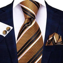 Load image into Gallery viewer, Luxury Men Silk Necktie Pocket Square Matching Handkerchief  Cufflinks Set Formal Design Printed Business Necktie For Men
