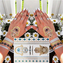 Load image into Gallery viewer, Luxury Metallic Gold Waterproof Temporary Tattoo Feather Elephant Fashion Different Design Tattoos For Womens
