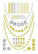 将图片加载到图库查看器，Luxury Metallic Temporary Tattoo Gold Silver Flower Sticker Long Lasting Gold Design For Womens
