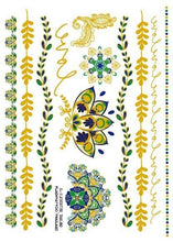 将图片加载到图库查看器，Luxury Metallic Temporary Tattoo Gold Silver Flower Sticker Long Lasting Gold Design For Womens
