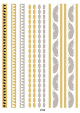 将图片加载到图库查看器，Luxury Metallic Temporary Tattoo Gold Silver Flower Sticker Long Lasting Gold Design For Womens
