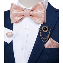 将图片加载到图库查看器，Luxury Pink Solid Men Bow Tie Silk Business Wedding Elegant Bowtie For Men Unique Desing For Every Occasion
