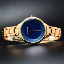 将图片加载到图库查看器，Luxury Rose Gold Womens Watch Stainless Steel Wrist Watches Fashion Thin Quartz Ladies Watch Waterproof Stainless Steel Wrist Watch Elegant Round Design For Women

