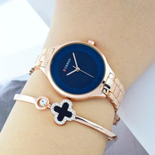 将图片加载到图库查看器，Luxury Rose Gold Womens Watch Stainless Steel Wrist Watches Fashion Thin Quartz Ladies Watch Waterproof Stainless Steel Wrist Watch Elegant Round Design For Women
