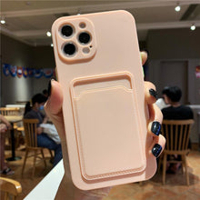 Load image into Gallery viewer, Luxury Silicone Phone Case for iphone 13 Pro Max 12 11 X XS XR Card Holder Wallet Soft Cover Cute Back Storage Stylish Silicone Case Smartphone Case
