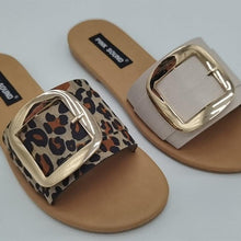 将图片加载到图库查看器，Luxury Summer Leopard Design Women's Slippers Shoes Summer Flat Woman Fashion Buckle Peep Toe Flat Shoes Adjustable Buckle Strap Casual Comfort Footbed Slides Sandals For Indoor And Outdoor Beach
