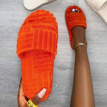 将图片加载到图库查看器，Luxury Thick Sole Women Slippers Green Flat Outwear Slides Summer Autumn Runway Flip Flops Comfy Slippers Cute Fur Slip-on Shoes Memory Foam House Slipper
